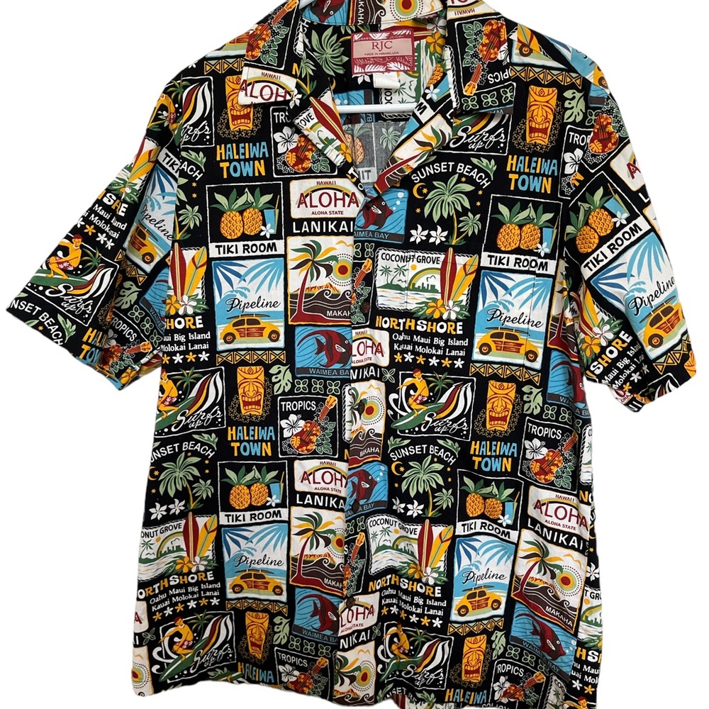 RJC Hawaiian Shirt size Large made in Hawaii tropical travel lightweight beach